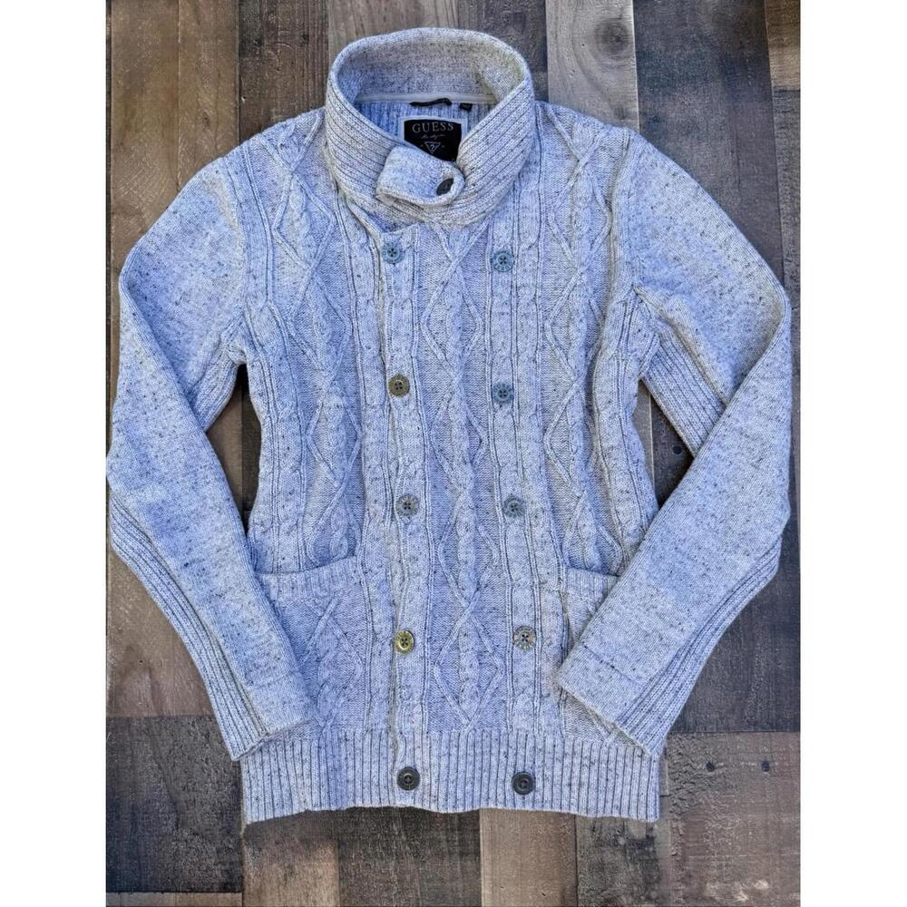 Guess Women’s Full Button Up Tunic Cardigan Sweater  Roll Neck Size XL